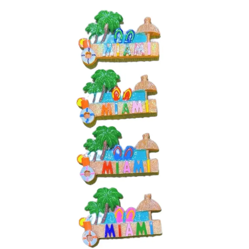 4pcs Miami letter refrigerator magnet souvenir mix color gift for holiday mother day 4"X2.5" each  Decor