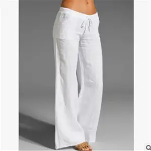 2025 New Women’s High-Waist Wide-Leg Pants — Flared Cotton‑Linen Casual Trousers with Pockets, Drawstring, and a Comfortable, Form‑Fitting Street Style for Everyday Wear
