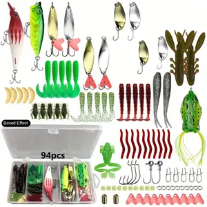 Fishing Lure Set with Crankbaits, Spinners, Topwater Lure, Spoon Lures, Hard/soft Baits, Hooks, Weights, and Swivels, Complete Fishing Gear for Anglers, Fishing Tackle, Fishing Accessories Kit