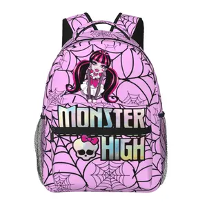 Monster High all-over print large-capacity backpack for daily commuting, outdoor hiking, and business; cartoon casual merch laptop daypack school bag; gift for women and men