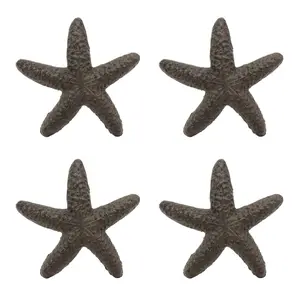 Ebros Cast Iron Ocean Coral Sea Star Shell Starfish Decorative Accent Statue in Rustic Bronze Finish 4.5" Wide Nautical Coastal Themed Decor for Wedding Beach Party Home Decorations DIY Crafts (4)