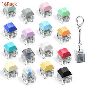 16 Pack Fidget Keyboard Keychain Finger Keyboard Fidget Keycap for Stress Relief Crafts Party Supplies Zinc Alloy Material Silicone