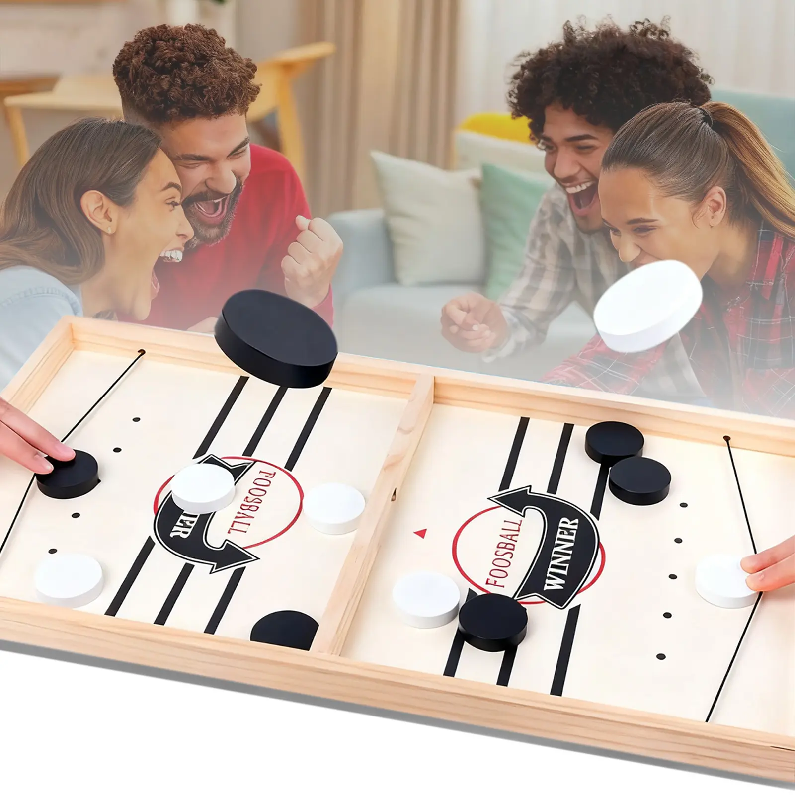 Two-Player Catapult Hockey Board Game - Fast-paced Indoor/outdoor Catapult Board Game with Goal and Goalkeeper Slots - Perfect for Family Gatherings, Parties, and Portable Mini Hockey Simulation Games. A Great Christmas and New Year's Gift!