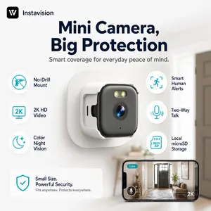 WiFi Window Security Camera, Plug-In Indoor Camera with HD Video, Full Color Night Vision, Motion Detection Alerts, Two-Way Audio, OKAM App Control, 2.4GHz WiFi