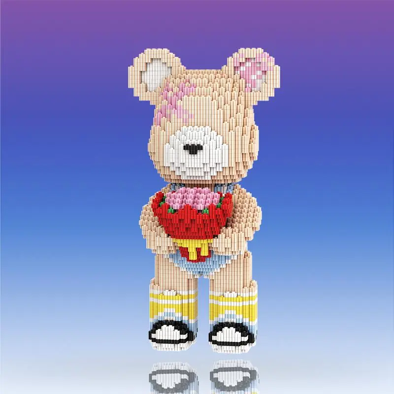 Bear Design Building Block Toy, Including Tool Hammer, Environmental Protection Material Assembly Toy, Stress Relief Toy For Adults, Block Figures, Building Block Model, Bricks