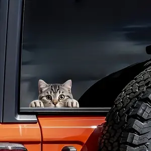 Cute Cat Pattern Car Sticker, Self Adhesive Car Decal, Car Exterior Decoration Sticker, Car Accessories for Car Window Bumper Decor, Car Decorative Sticker