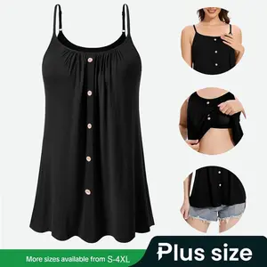 Plus Size Tank Tops for Women Summer Casual Loose Fit Pleated Spaghetti Strap Camisole With Built in Bra Sleeveless Flowy Swing Tunic Blouses S-4XL, Comfort Womenswear Comfort Fitted Minimalist