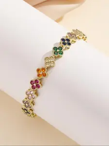 Rainbow Clover Gemstone Bracelet, Elegant Multi-Color Zircon Edge Craft, Perfect for Office/date, High-End Luxury Accessory