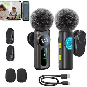 PQRQP Wireless Lavalier Microphone Dual Set-Magnetic Clip Mic Plug & Play Clip-on Mic with Auto Pairing, Magnetic Mount, Noise Cancelling, for iPhone, Android, USB-C Devices, YouTube, Podcast & Video Recording