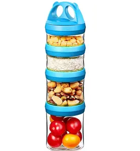 Portable Stackable Food Storage Containers for Snacks and Drinks, Twist Lock System, Airtight, Leak-proof and BPA Kitchen Utensils