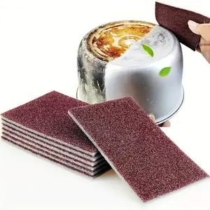 6-Piece Carbonized Magic Wipe Pads, Heavy-Duty Kitchen and Bathroom Cleaning Sponges, Effective Rust and Burnt Food Remover, Dishwashing and Scrubbing Tools, Scrubber Set