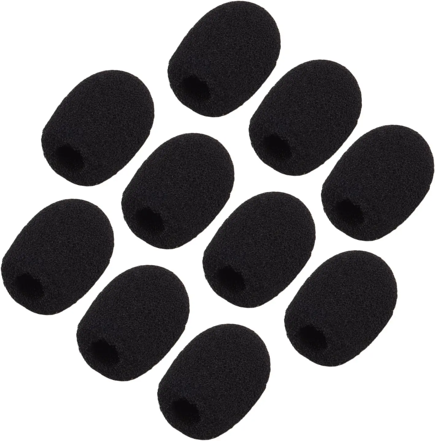 10-Pack Bulk Standard Type Mini Lapel Headset Microphone Foam Covers, Black Windproof Audio Protection Accessories