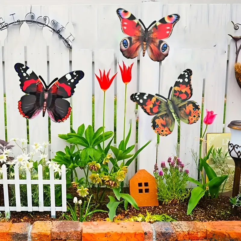 Colorful Butterfly Wall Art 3-Pack, Iron Pendulum Decor, Decoration for Home, Exterior, Patio, Garden, Yard, Living Room, Bedroom, Balcony, Outdoor Fence Art