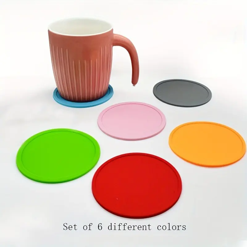Silicone Coasters, Round Solid Color Heat Insulation Mat, Simple Style Coasters, Washable Placemat, Anti-scalding Non-slip Table Mat, Kitchen Supplies, Car Coaster, Room Decor
