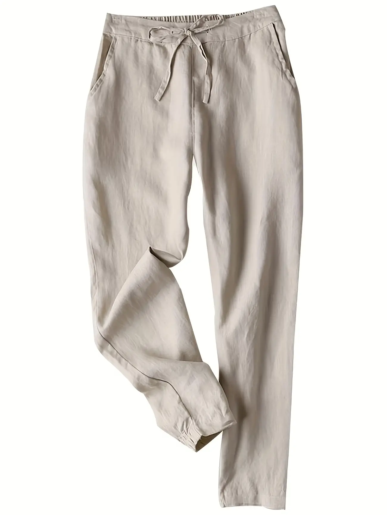 Linen Pants for Women Summer Casual High Waisted Drawstring White Beach Pant Bohemian Bottoms Minimalist