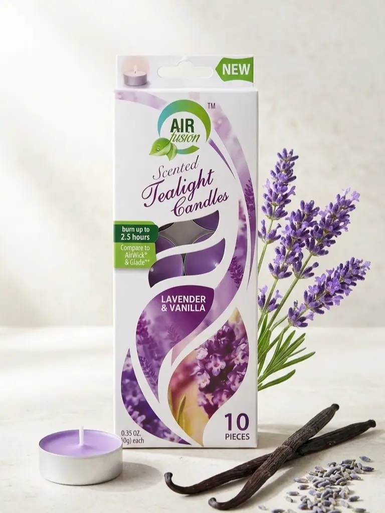 Lavender Vanilla Scented Tealight Candles 10 Pack | Cozy Aromatherapy Candles for Bedroom, Bath & Relaxing Night Routine