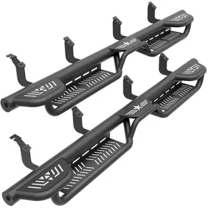 Three Raised Steps Running Boards Side Steps Compatible with 2022 2023 2024 2025 Toyota Tundra CrewMax Cab, Bolt-on Heavy-Duty Carbon Steel Crew Max Cab Nerf Bar Side Rails Rock Sliders Truck