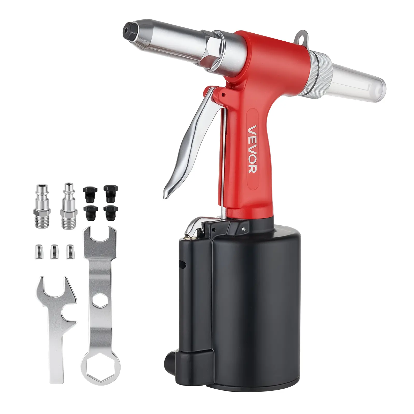 VEVOR Heavy Duty Pneumatic Rivet Gun Kit, High Power Air Pop Riveter with 3/32"-3/16" Nosepieces, 2425 LBS Pulling Force, 3-Claw Secure Grip for Sheet Metal, Aluminum-Steel Hardware, Automotive Use, Pneumatic Gun