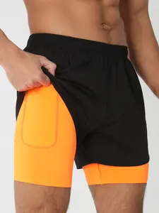 Men's Running Double-Layer Shorts, Gym Sportswear 2-In-1 Quick-Dry Inner Lining, Outdoor Training Casual Daily Wear, Summer Men's Shorts