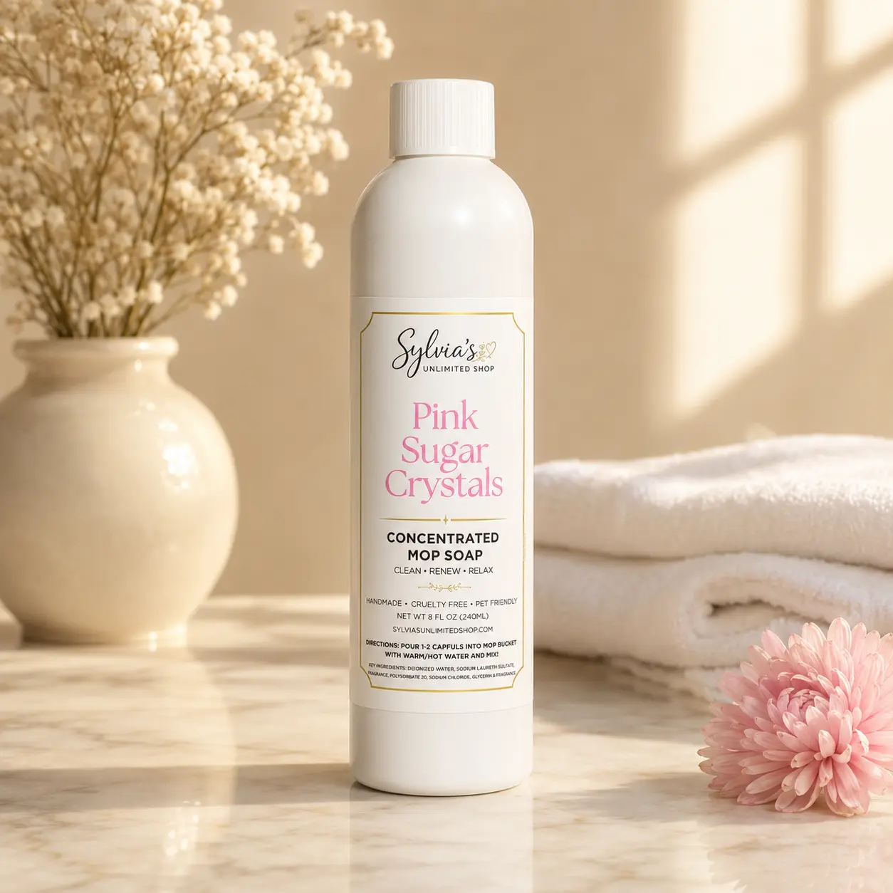 Pink Sugar Crystals All Natural Mop Soap