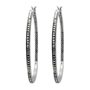 Suspicion Sterling Square-Cut Marcasite Hoop Earrings