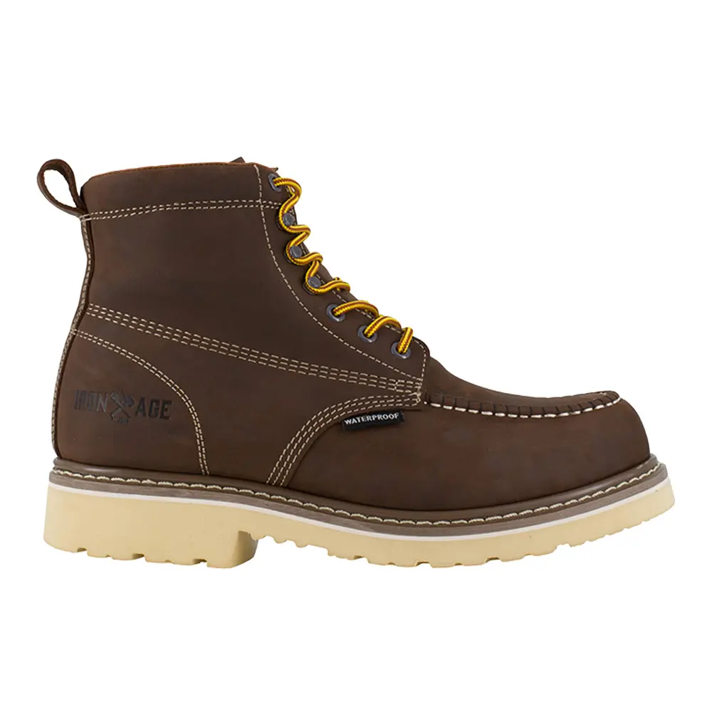 Iron Age Mens Solidifier 6 Inch Waterproof Soft Toe  Work Safety Shoes Casual - Brown