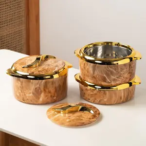 3pcs luxury Food Warmer,Thermal Casserole Dish Set with Lids, Insulated Stainless Steel Food Warmers With Lids, Hot & Cold Food Storage, Buffet Serving Bowls, Ideal For Parties, Buffets, Outdoor Work, 1.5L + 2L + 2.5L