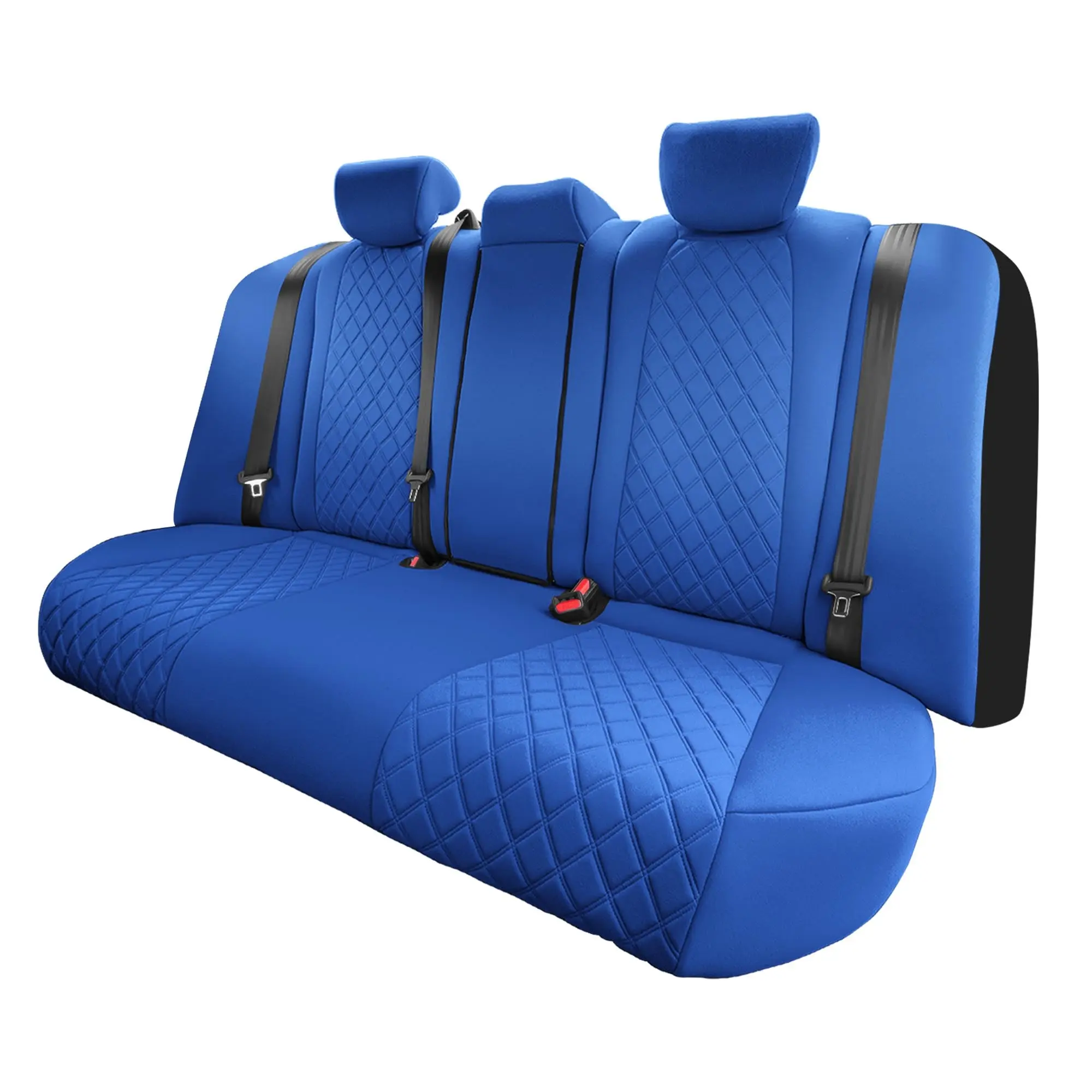 Custom Waterproof Easy-Install Rear Car Seat Protector with Cushions - Ultraflex Neoprene Sport Automotive Accessory, 2 Adjustable Side Headrests, Split Backrest, Solid Blue, Heating-Compatible, All-Season, Ventilated for 2018-2022 Accord