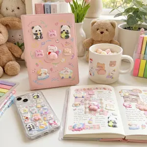 3D Cartoon Blue Panda Stickers, High-Quality Embossed Decals for Scrapbooks, Notebooks, Phone Decorations, Perfect for DIY Projects