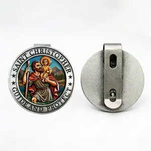 St Christopher Medal Car Visor Clip, Vibrant Enamel Patron Saint of Travelers, Road Safety Blessing Accessory, Perfect Gift for New Drivers