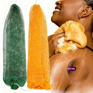 BLUIMON African Exfoliating Net Sponge - Ethically Sourced Real African Net for Deep Cleansing & Smooth Skin - Water Proof & Travel-Friendly Bath & Shower Cleaning Tool