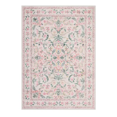 Washable Rug, Area Carpet for Living Room Non Slip, Low Pile Area Carpet with TPR Backing, Soft Floral Carpet for Bedroom Dining Room Nursery, Kids & Pet Friendly Indoor Floor Mat, Green