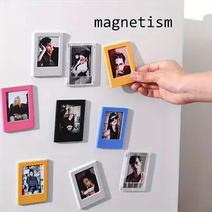 5pcs/10pcs Random Color Refrigerator Magnetic Photo Frames Compatible For Instax Film Pictures,Vertical Fridge Magnets With Magnetic Backing, Lightweight Picture Frame For Home/Office Decoration, Valentine's Day, New Year Gift, Picture Frame Set
