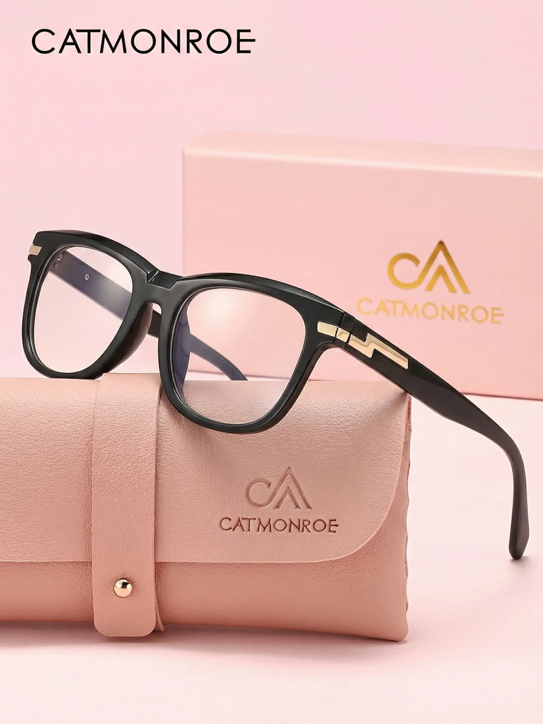 CATMONROE Classic Retro Pc Material Square Frame Decorative Mirror Frame, Suitable For Both Men And Women, Suitable For Daily Commuting, Office Work, Reading, Watching Electronic Screens, Holiday Leisure Fishing
