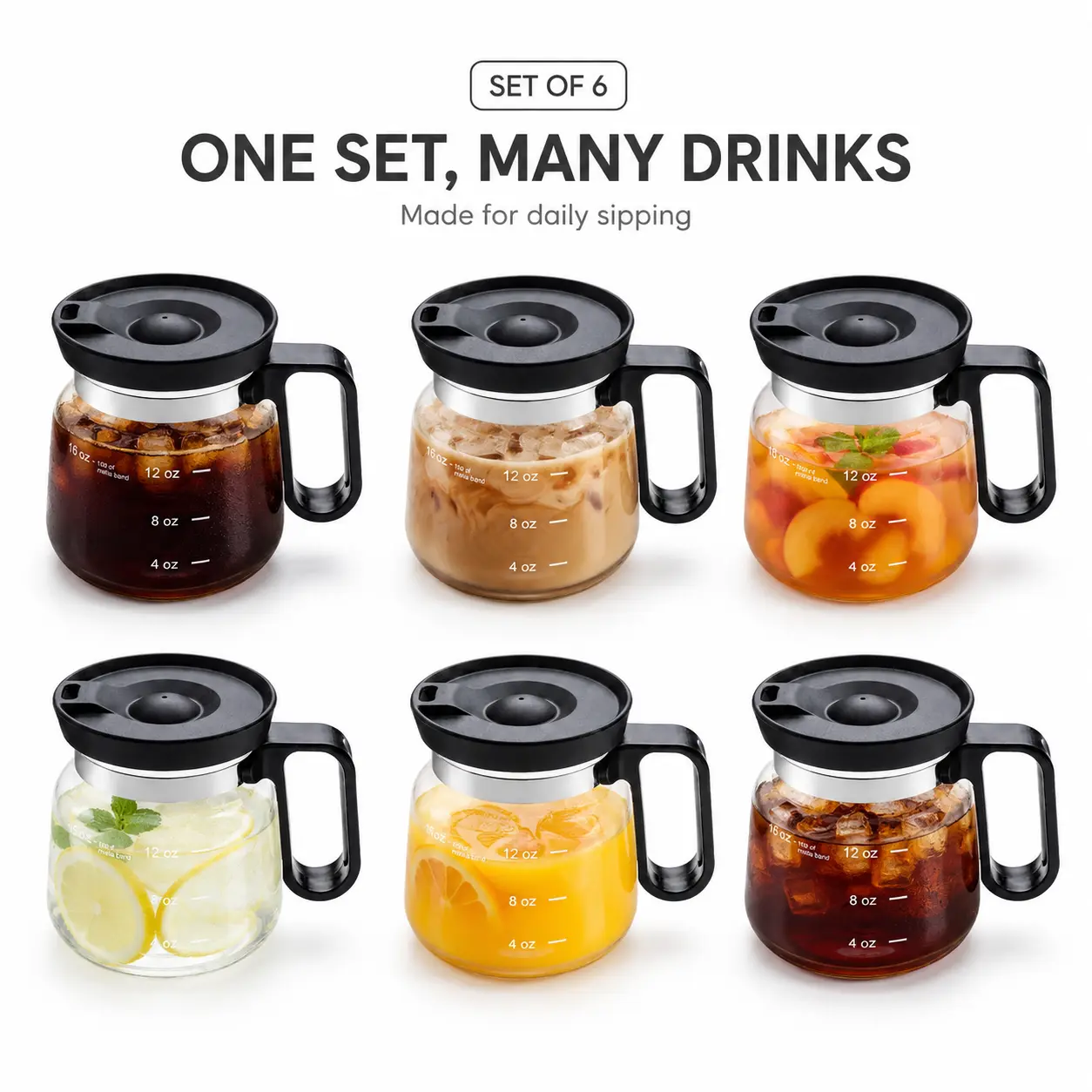 (Set of 2)Mini Coffee Pot Mug 16oz – Glass Coffee Mug with Lid, Cute Coffee Cup That Looks Like a Coffee Pot, Spill Resistant Heat Resistant Glass Mug, Unique Coffee Lover Gift for Mom, Office Desk & Aesthetic Coffee Cup Drinkware Tea