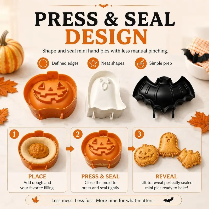 press and seal Halloween hand pie molds