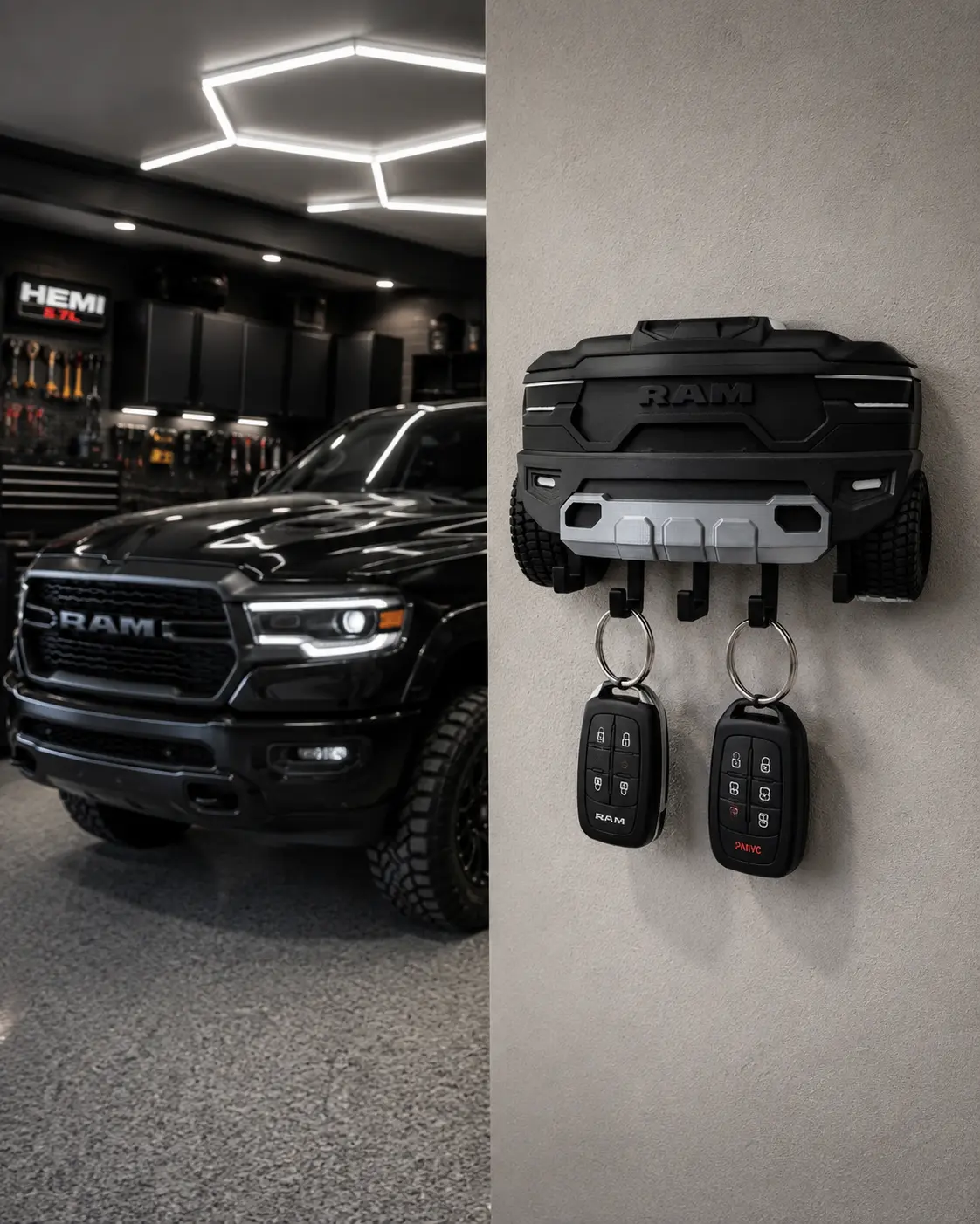 Truck Style Key Holder – Bold Garage Wall Organizer, Perfect Gift for Truck Lovers Decor Decorative