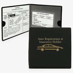 ESSENTIAL Car Auto Insurance Registration BLACK Document Wallet Holders 2 Pack - [BUNDLE, 2pcs] - Automobile, Motorcycle, Truck, Trailer Vinyl ID Holder & Visor Storage - Strong Closure On Each