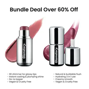 Glamstory TM Poptide Cream Blush Stick - Hydrating & Long-Lasting Natural Flush - Vegan & Cruelty-Free Makeup - Double Delight Lip & Cheek Duos Nourishing Radiance Cosmetic Soft Focus Glow Cream Red Rose