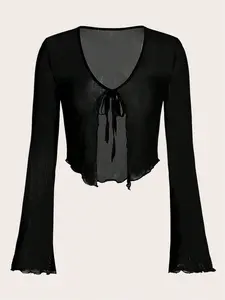 Fashionable gauze style casual elegant versatile and comfortable women's knitwear cardigan, a must-have cool cardigan in summer Long Sleeve