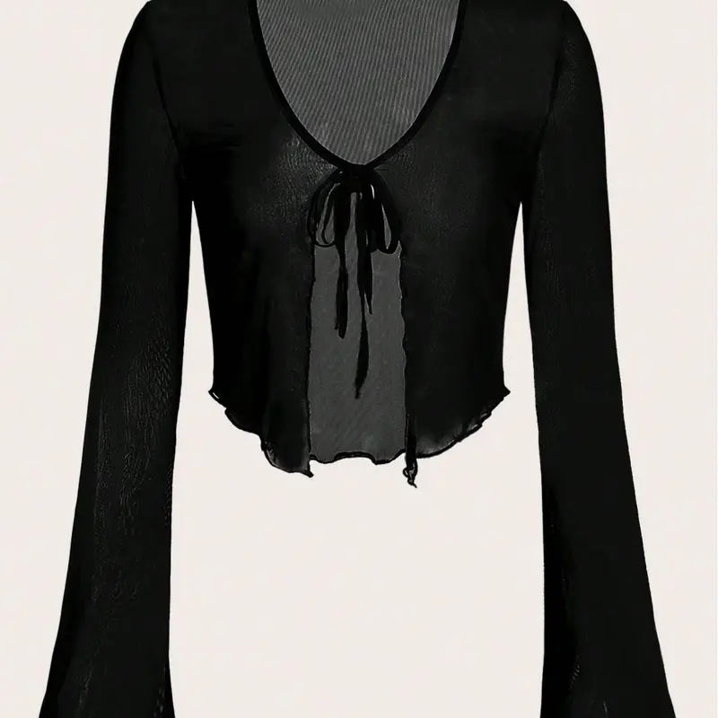 Fashionable gauze style elegant versatile and comfortable casual women's long sleeve solid color knitwear cardigan, a must-have cool cardigan in summer, Tops