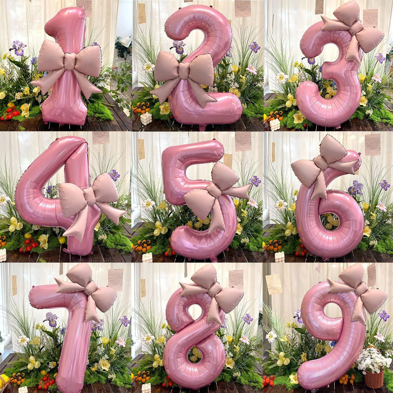 40-Inch Pink Bowknot Number Aluminum Foil Balloons, Cute Decorations for Girls' Birthday Party, Photo Props & Balloon Arch Use, Balloons For Balloon Arch