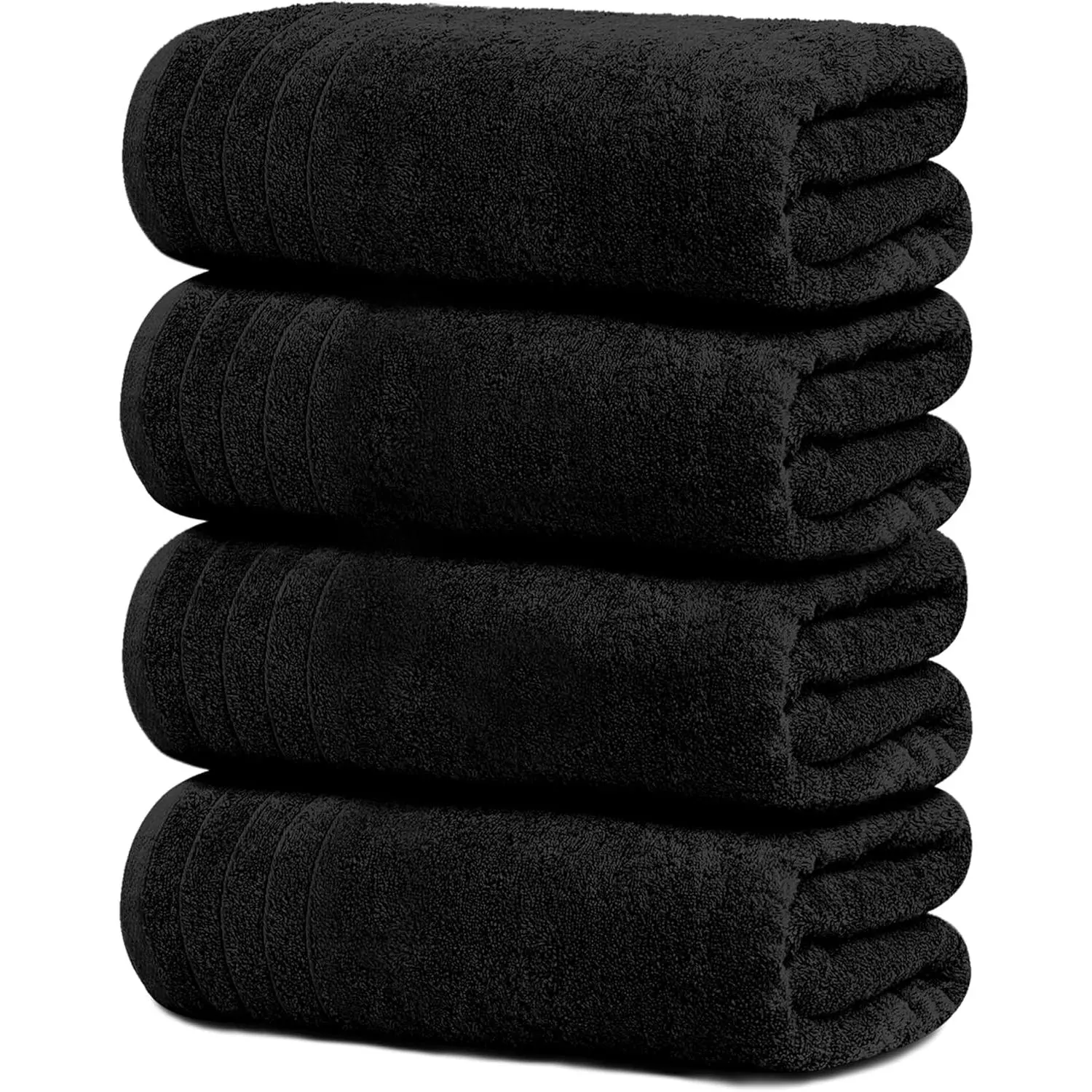 Towels Pack of 4 Extra Large Bath Towels 30 x 60 Inches, 100% Cotton, Larger & Lighter Weight, Quicker to Dry, Super Soft and Absorbent, Perfect for Bathroom, Black