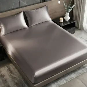 2/3 Pcs Satin Fitted Sheet, Cozy Bed Sheet Sets, Silk Sheets, Soft, Comfortable, Skin-Friendly Bedding, Fits for Twin/Full/Queen/King Bed Sizes, Machine Washable