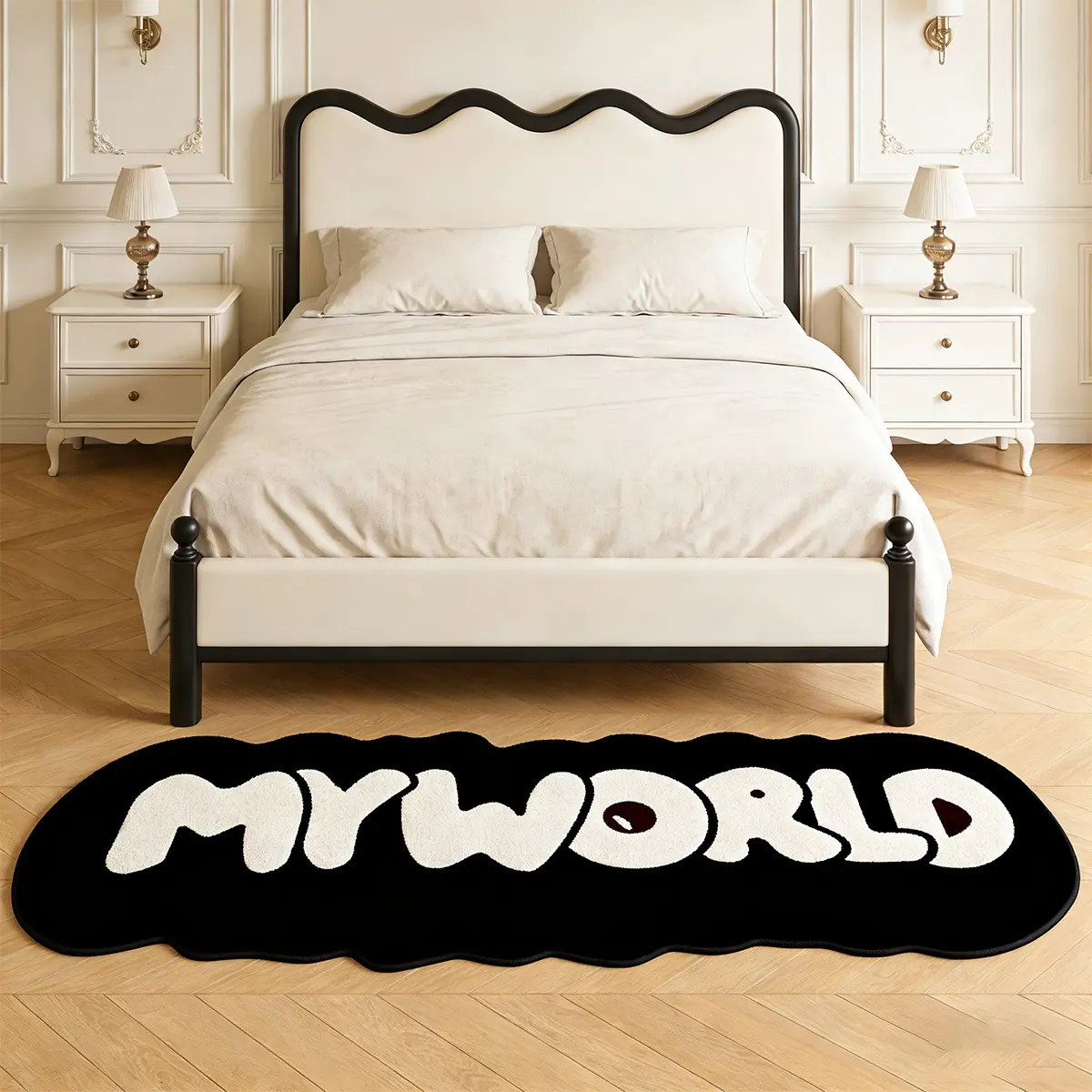 Creative Bedroom Letter Print Rug, Fashion Vintage Simple English Letters Long Strip Mat, Soft Comfortable Plush Foot Pad, Home Decor Rug, Printed Rug, Home Decorative Rug