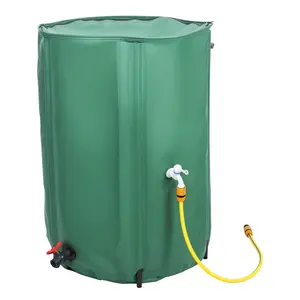 100 Gallon Rain Barrel Water Collection System, Collapsible Portable Water Storage Tank, Rainwater Collect System Downspout, Water Catcher Container with Filter Spigots and Overflow Kit