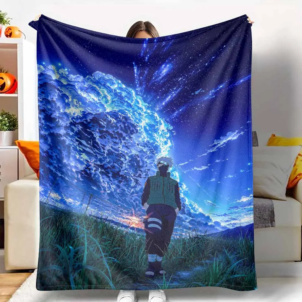 Anime Starry Sky Night Cloud Landscape Print Flannel Blanket - Wrinkle Resistant, Soft Breathable, Cozy Look Throw for Home/Sofa, Indoor/Outdoor Use