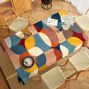 Nordic Style Geometric Tablecloth, Vibrant Blue Rectangular Round Table Cover, Suitable for Restaurant Coffee Table Party Decor