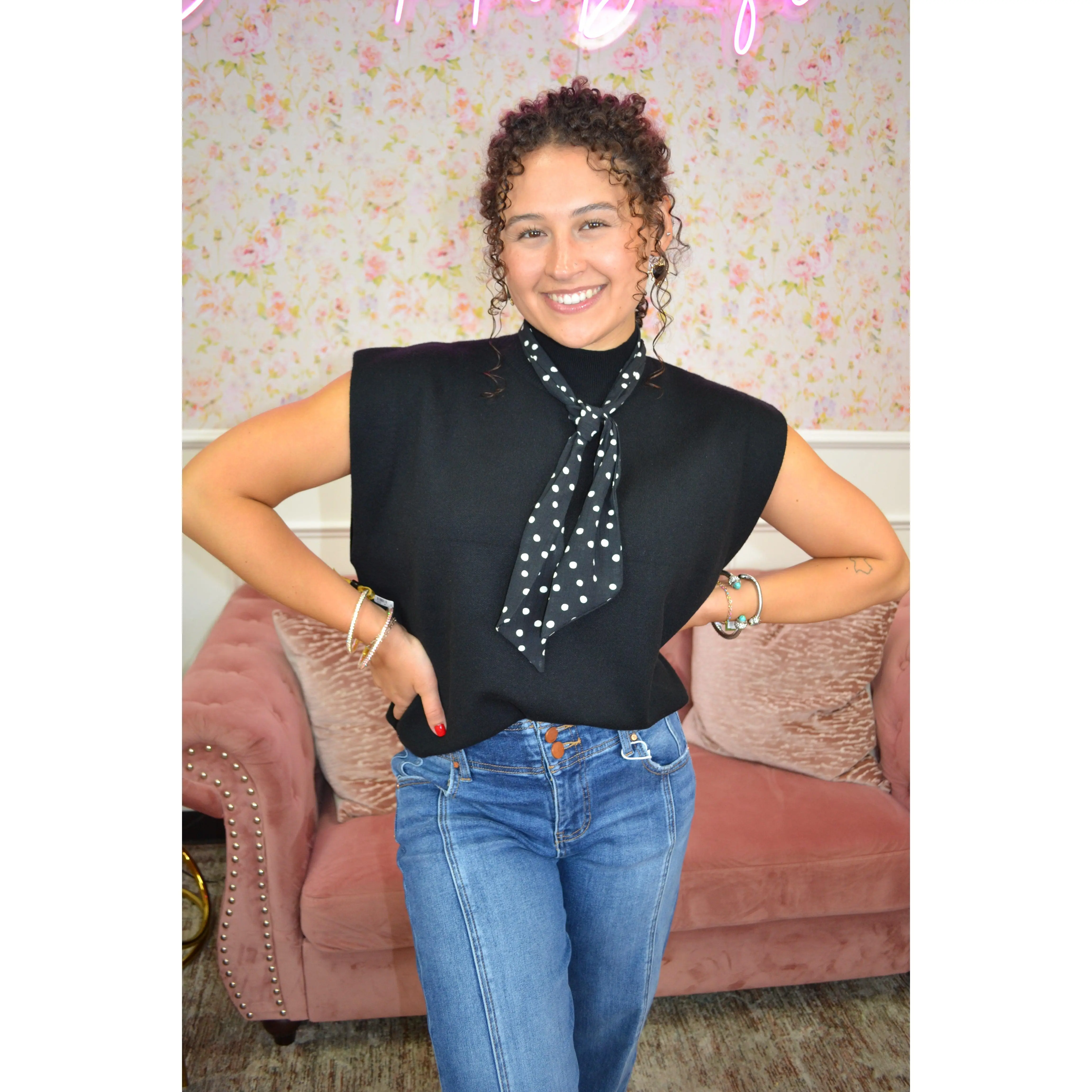 Paris Chic Scarf Sweater Top By Entro