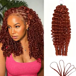 Bling Hair Human Crochet Hair for Black Women 1Pcs/50g Pre-separated Burmese Curly Crochet Human Hair Bundles 33# Auburn Ginger Feather Crochet Hair Extensions Invisible Miracle Knots Crochet